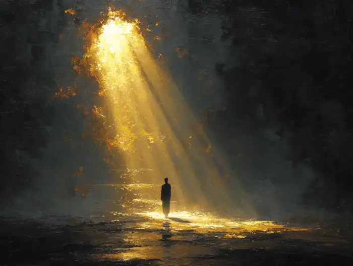 Illustration d'un acte de désenvoutement, symbolisant les outils du praticien comme la clairvoyance et la communication spirituelle.