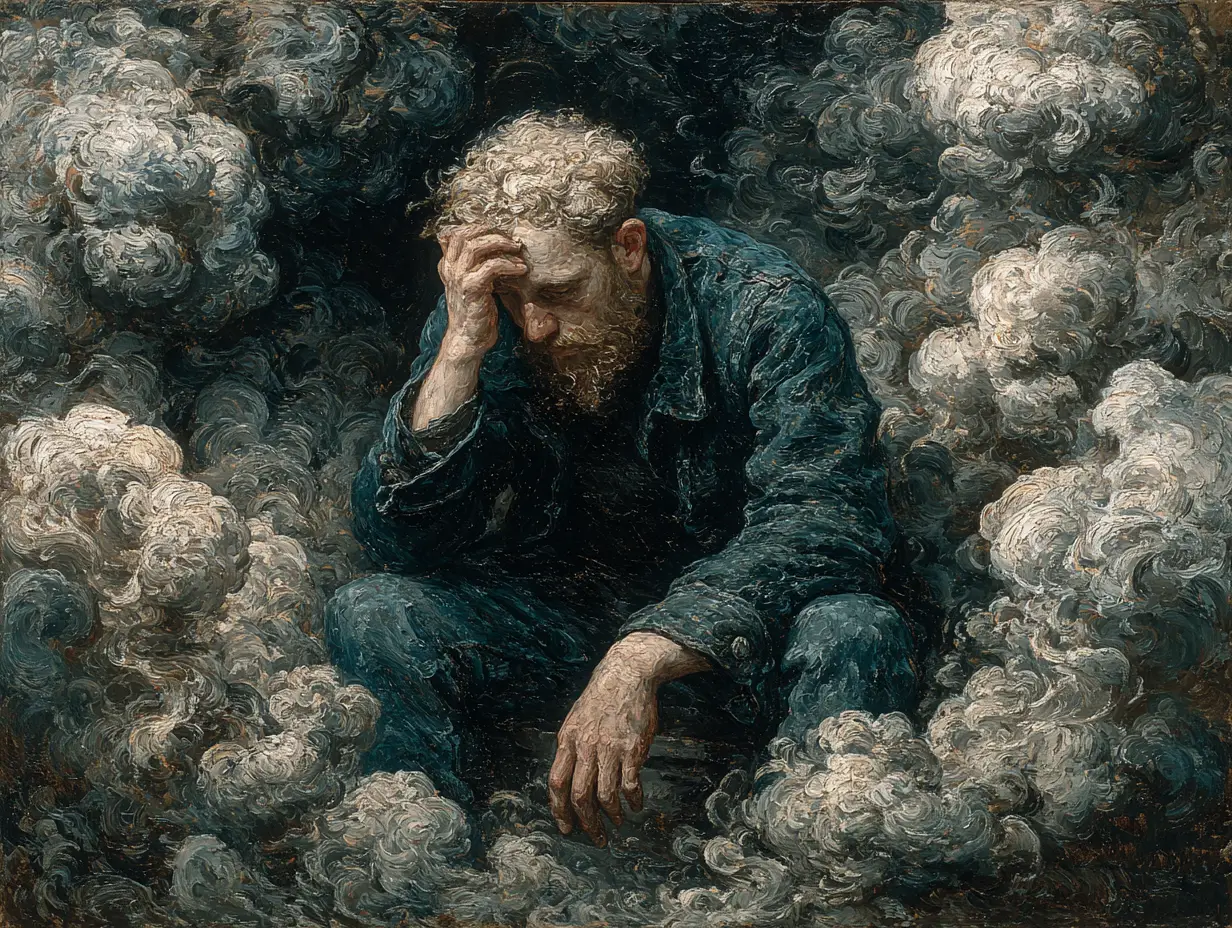 Personne épuisée et malade, symptôme d'une maison chargée énergétiquement.